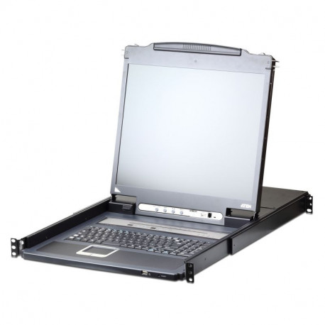 Aten CL5708IM-ATA 8-Port PS2-USB VGA 17-inch LCD KVM over IP Switch with Daisy-Chain Port and USB Peripheral Support 